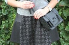 moments of chic- Piperlime- Houndstooth Dress- Fall Dressing- Fall Time- Red Nails- Fit N Flare