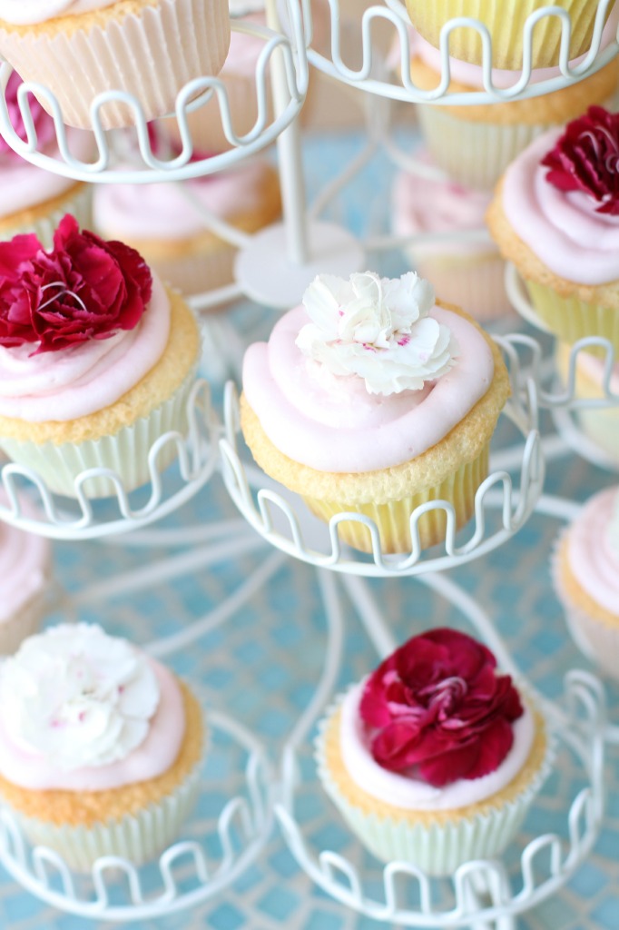 Angle Food Cupcakes with Raspberry Buttercream Frosting. I love angle food cake during the spring time. It's light and airy and the raspberry frosting